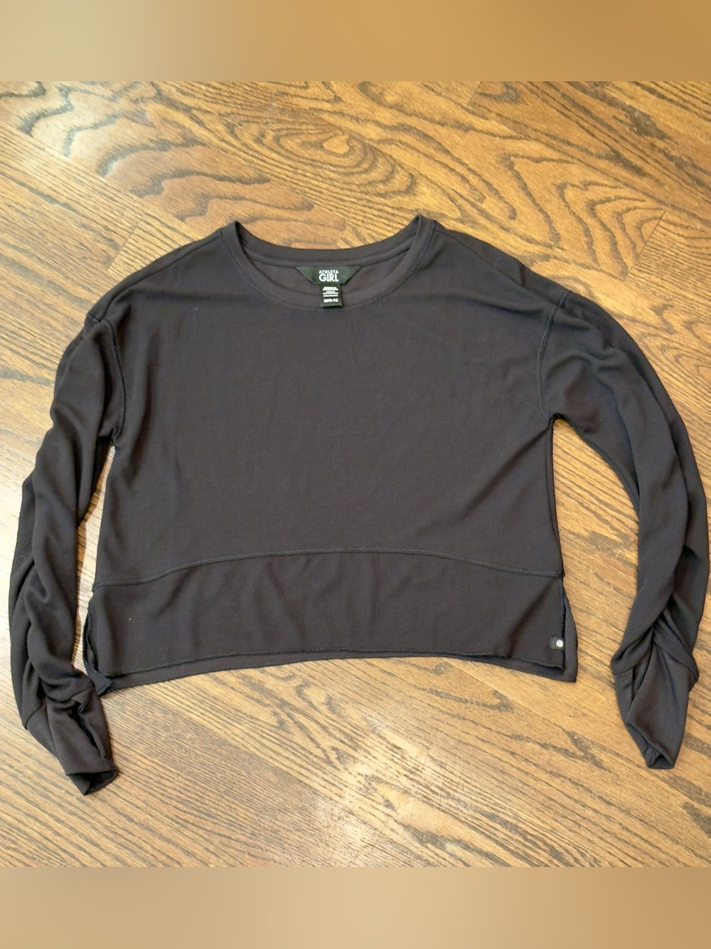 Athleta - Girls Black Long Sleeve Crop Crew Top